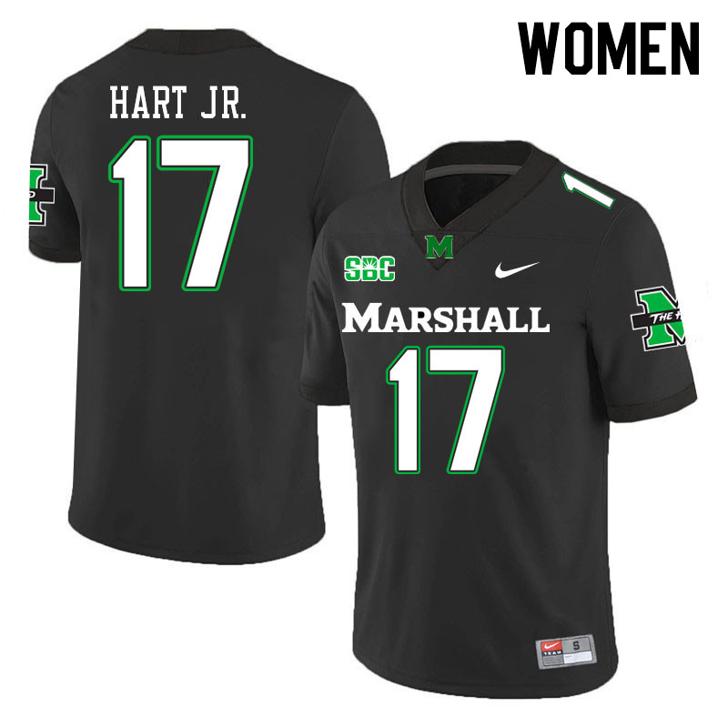 Women #17 Leon Hart Jr. Marshall Thundering Herd SBC Conference College Football Jerseys Stitched-Bl